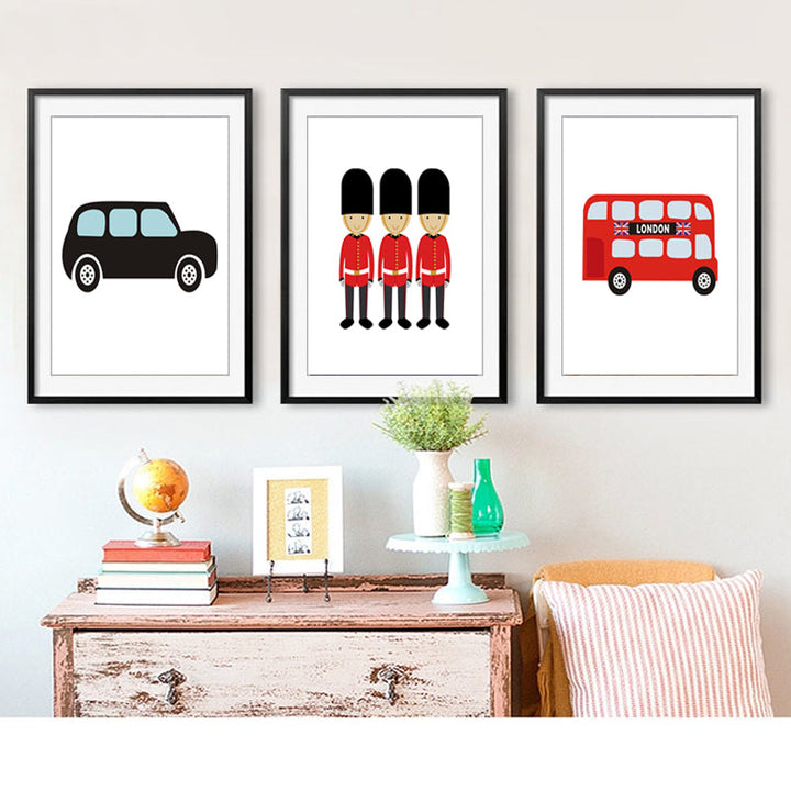 London Bus Thema Kinderzimmer Dekor - Leinwand Wandkunst Malerei
