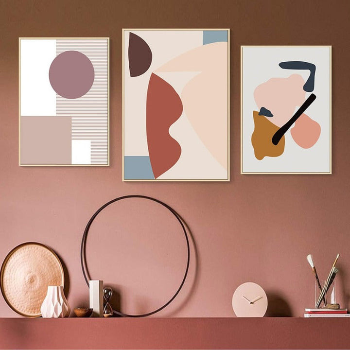 Abstracte warme geometrische Designs - Leinwand Wandkunst Malerei