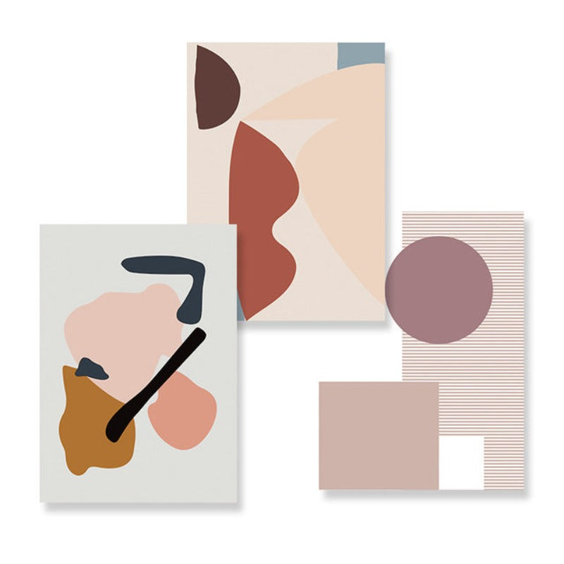 Abstracte warme geometrische Designs - Leinwand Wandkunst Malerei