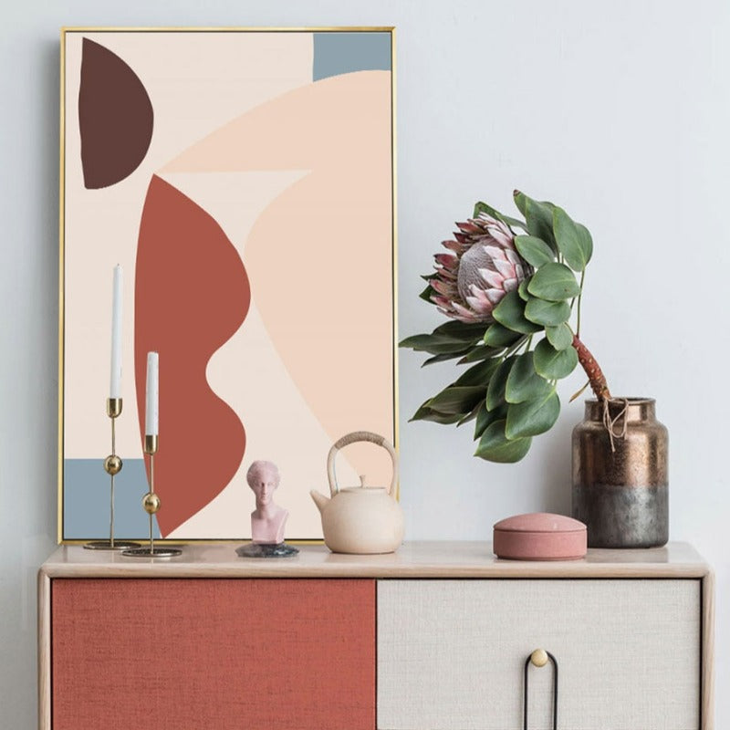 Abstracte warme geometrische Designs - Leinwand Wandkunst Malerei