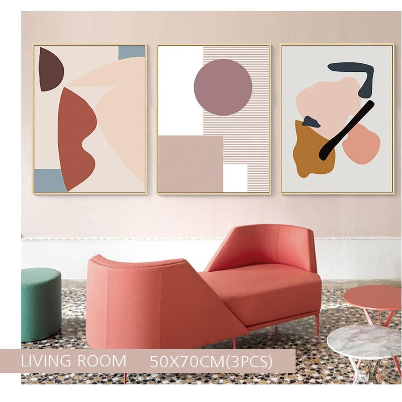 Abstracte warme geometrische Designs - Leinwand Wandkunst Malerei
