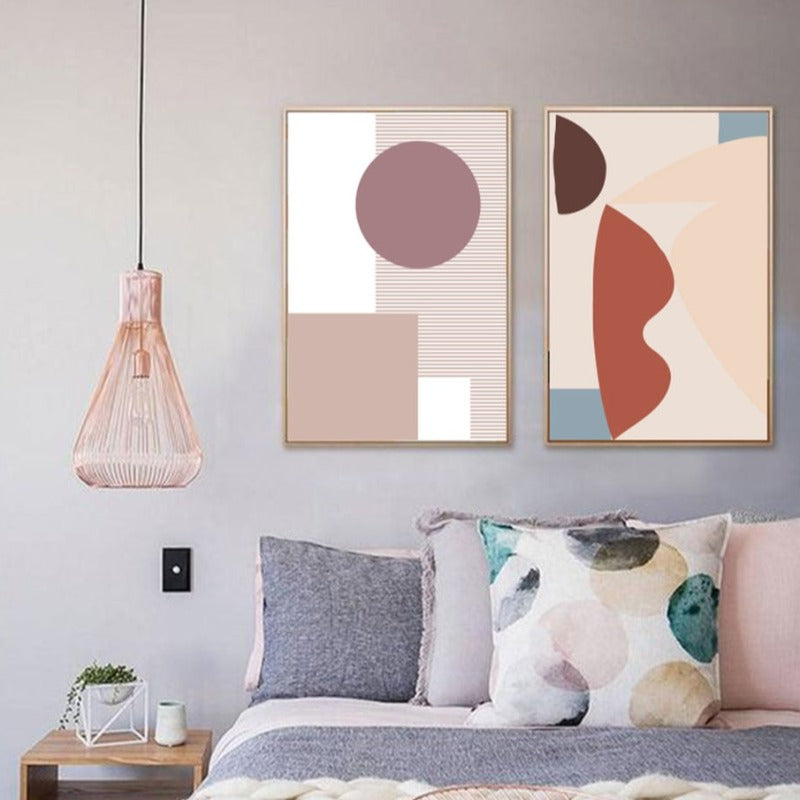 Abstracte warme geometrische Designs - Leinwand Wandkunst Malerei