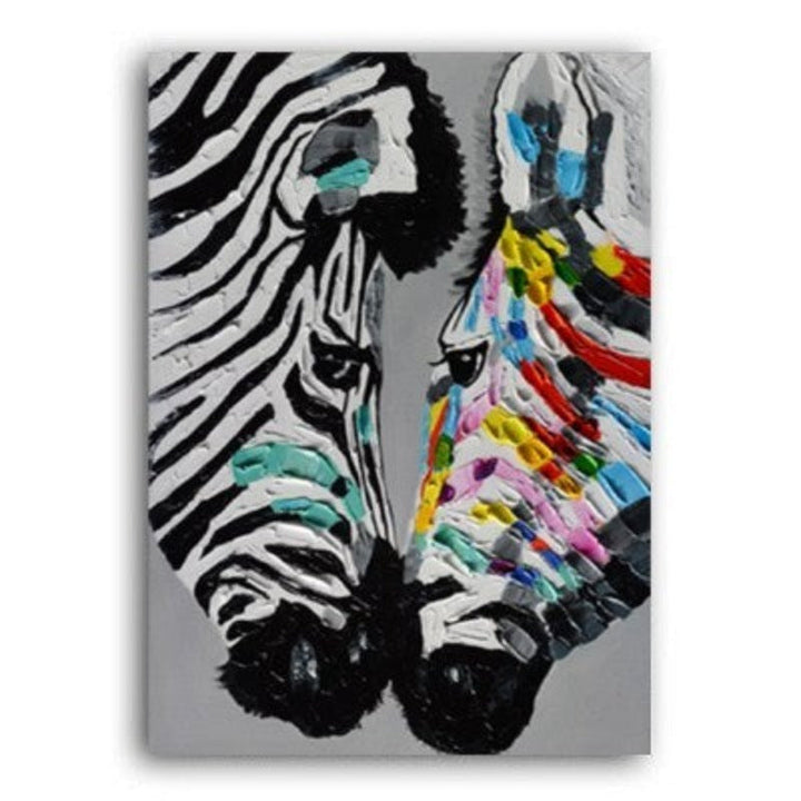 Modernes, farbenfrohes Zebra-Tierbild auf Leinwand