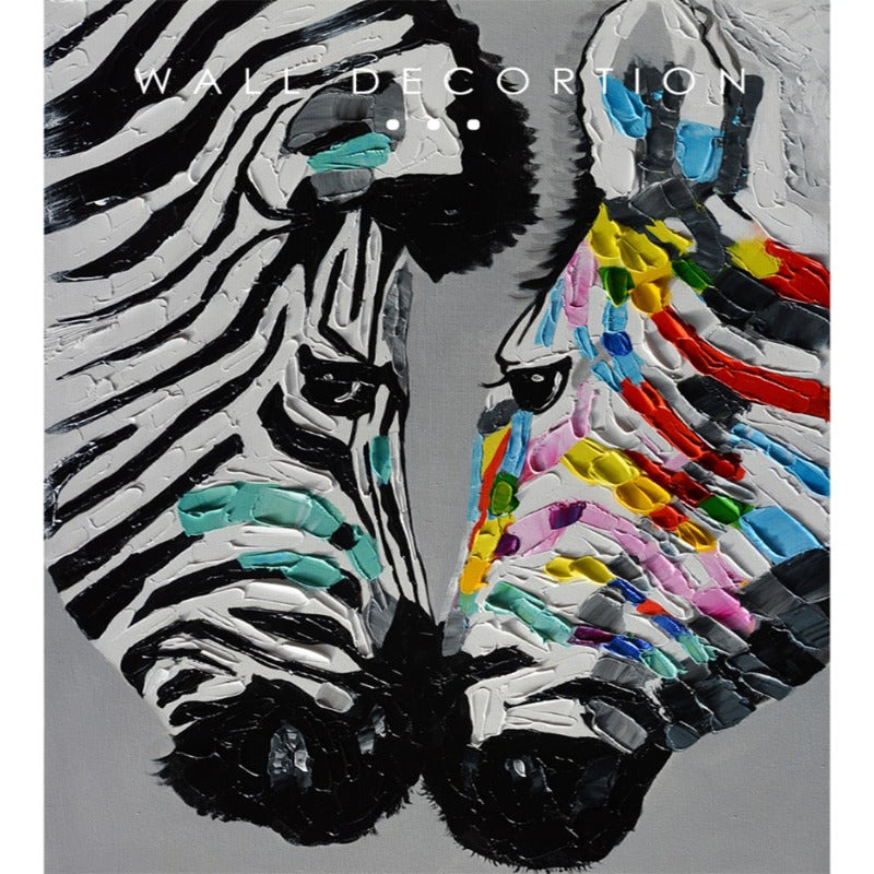 Modernes, farbenfrohes Zebra-Tierbild auf Leinwand