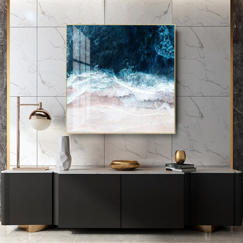 Blaue Meerwellen-Szene Inspirierend - Leinwand Wandkunst Malerei