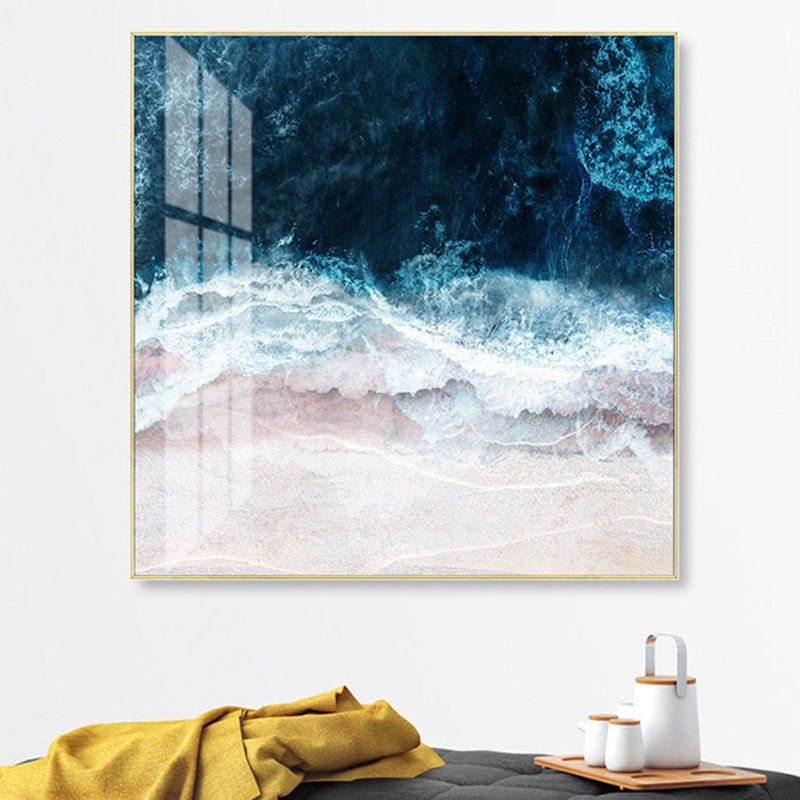 Blaue Meerwellen-Szene Inspirierend - Leinwand Wandkunst Malerei