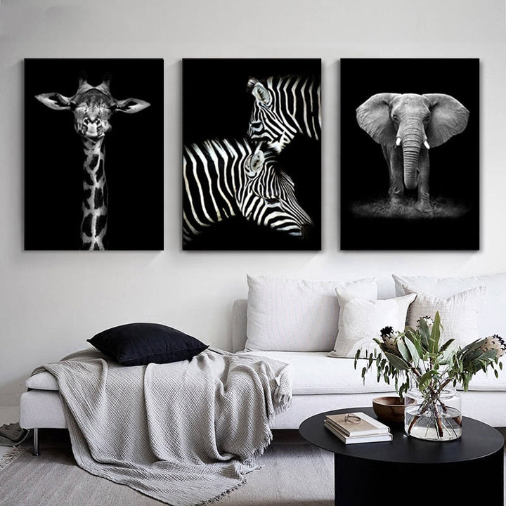 Natur, Tierwelt Afrikas, Wildtiere, Schwarz-Weiß - Leinwandbild