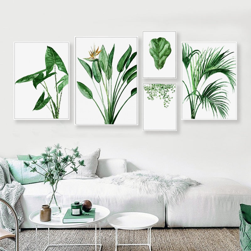Modernes skandinavisches Alocasia-Blätter-Leinwandbild