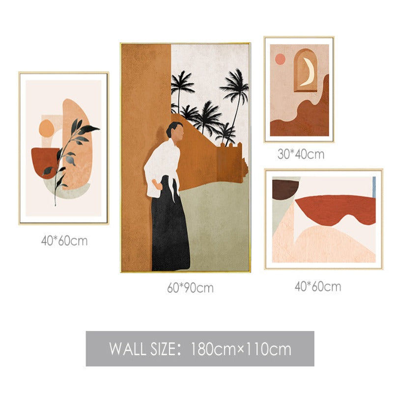 Abstract Still Life Beige Plants - Leinwand Wandkunst Gemälde