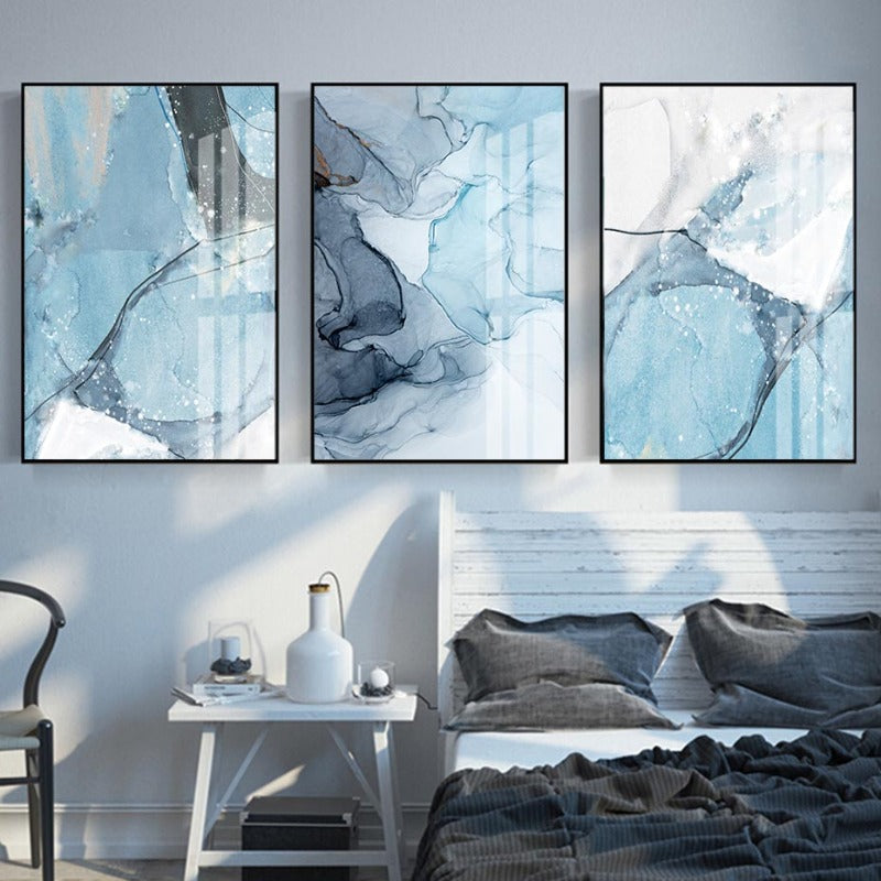 Blauer Marmor Textur - Leinwand Wandkunst Malerei