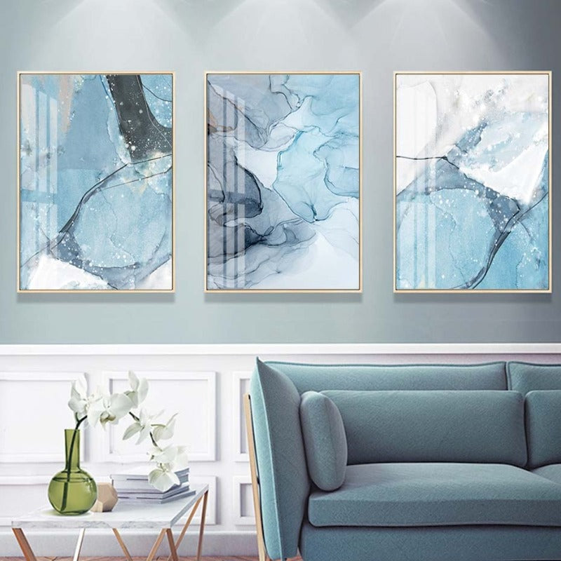 Blauer Marmor Textur - Leinwand Wandkunst Malerei