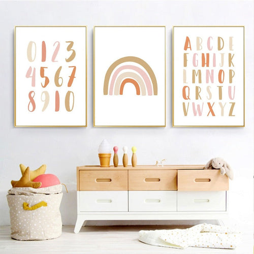 Modernes Regenbogen-Alphabet fürs Kinderzimmer – Leinwandbild