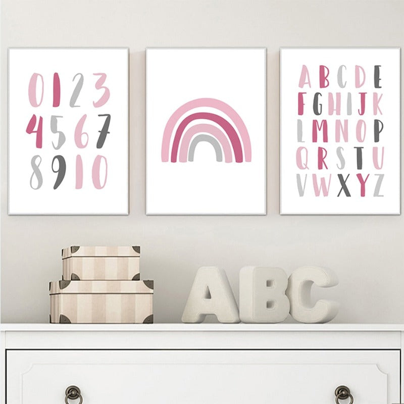 Modernes Regenbogen-Alphabet fürs Kinderzimmer – Leinwandbild