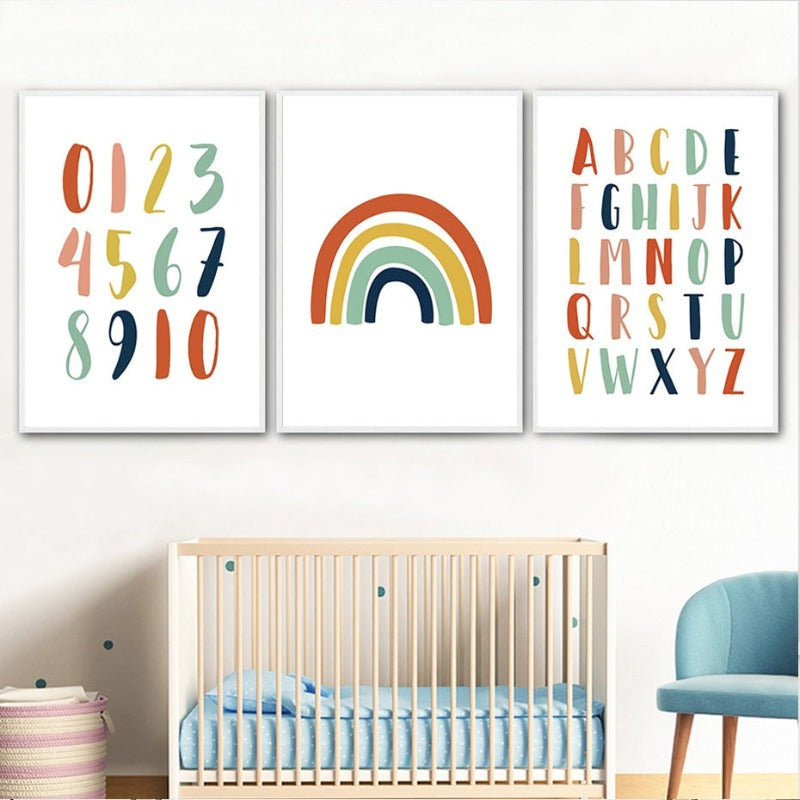 Modernes Regenbogen-Alphabet fürs Kinderzimmer – Leinwandbild
