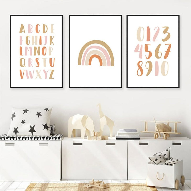 Modernes Regenbogen-Alphabet fürs Kinderzimmer – Leinwandbild