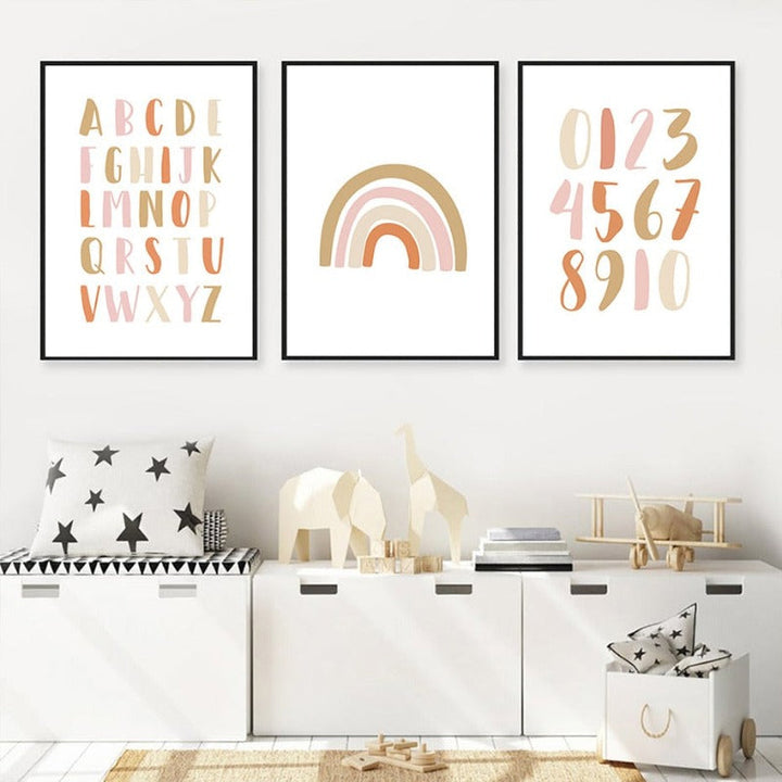 Modernes Regenbogen-Alphabet fürs Kinderzimmer – Leinwandbild