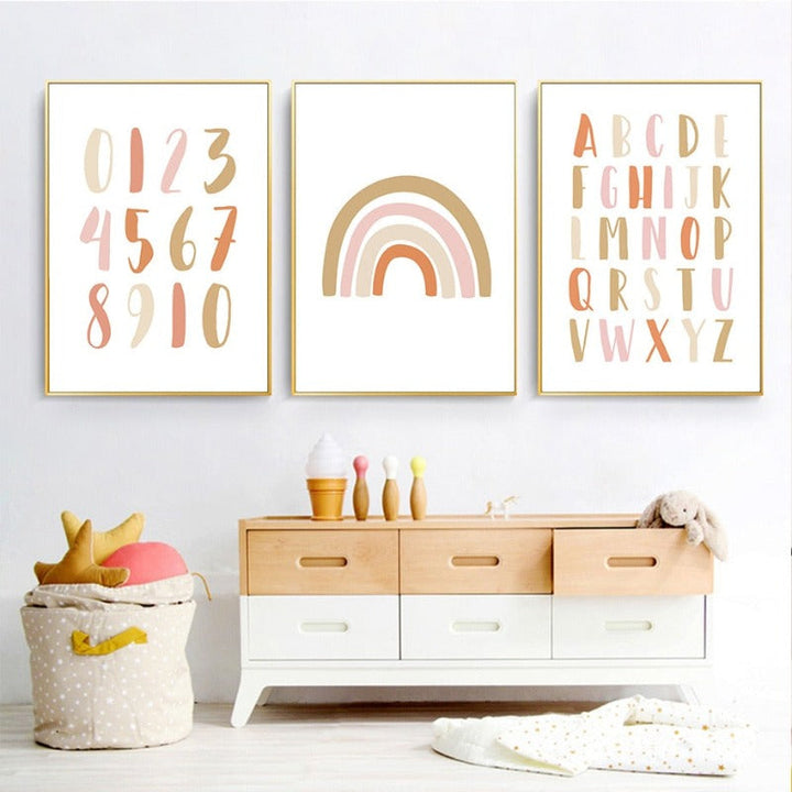 Modernes Regenbogen-Alphabet fürs Kinderzimmer – Leinwandbild