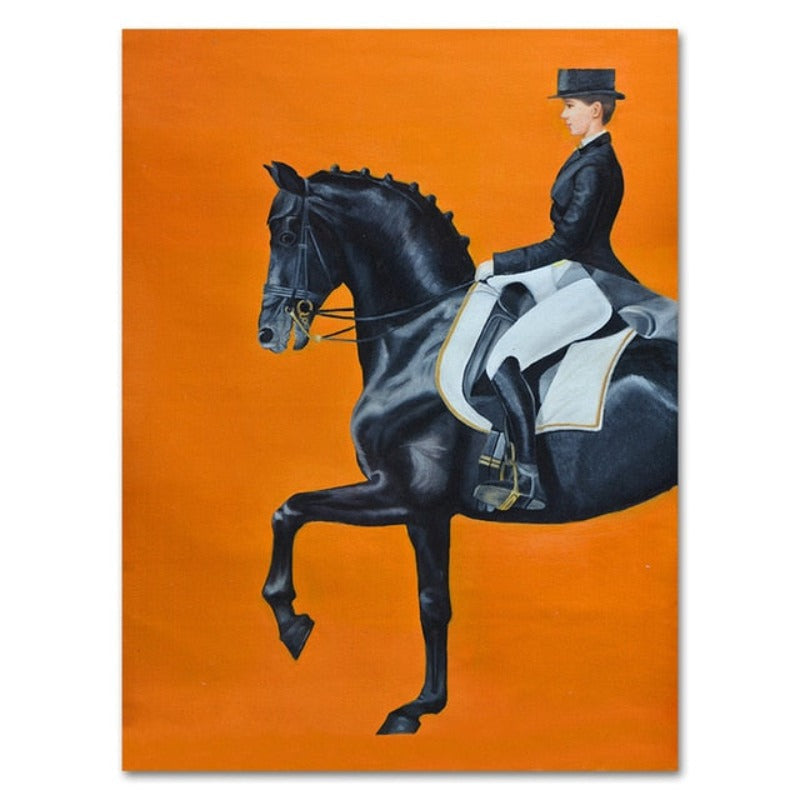 Moderne orangefarbene Pferdebilder - Leinwand-Wandkunst