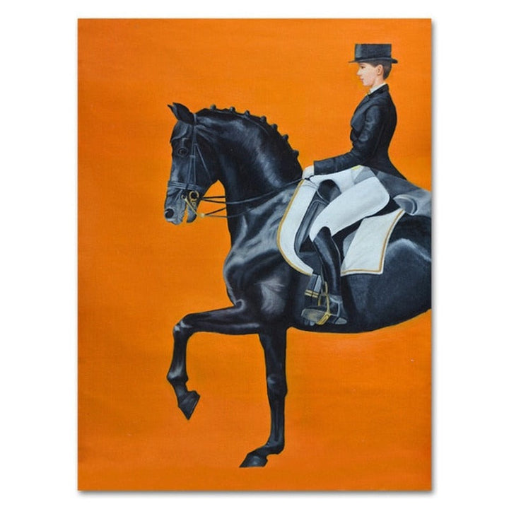 Moderne orangefarbene Pferdebilder - Leinwand-Wandkunst