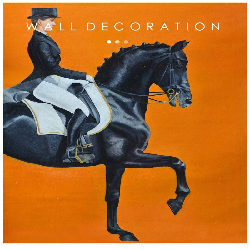 Moderne orangefarbene Pferdebilder - Leinwand-Wandkunst