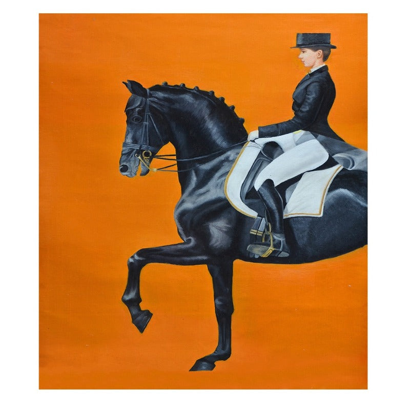 Moderne orangefarbene Pferdebilder - Leinwand-Wandkunst