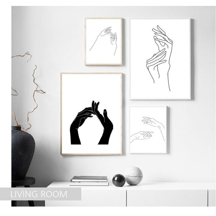 Hands Line Minimalistisch - Leinwand Wandkunst Malerei