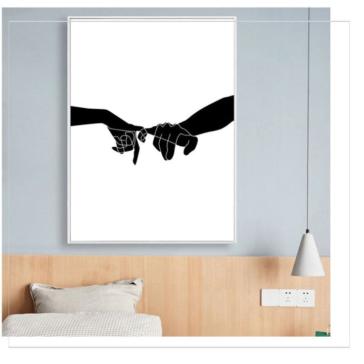 Hands Line Minimalistisch - Leinwand Wandkunst Malerei