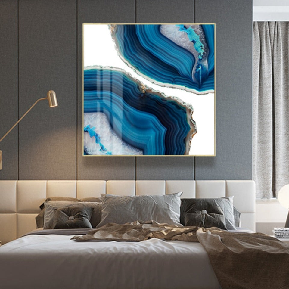 Blaue Marmor-Trend - Leinwand Wandkunstgemälde