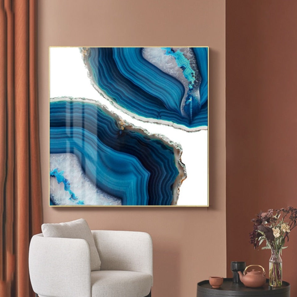 Blaue Marmor-Trend - Leinwand Wandkunstgemälde