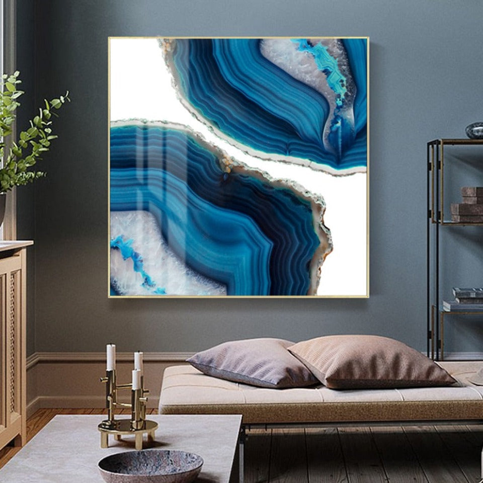Blaue Marmor-Trend - Leinwand Wandkunstgemälde