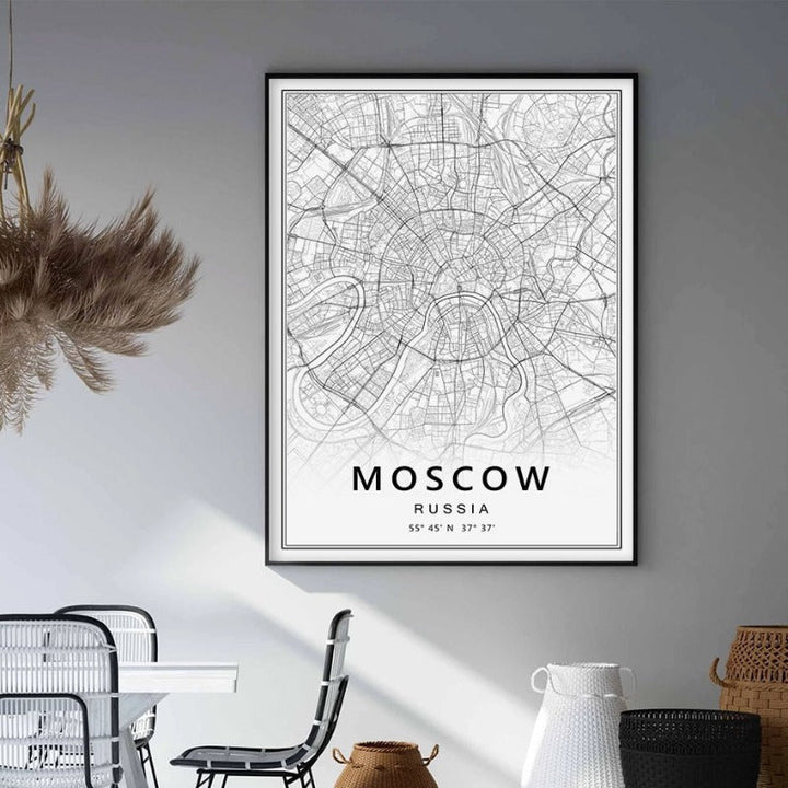 Moskau St. Petersburg Stadtkarte Russland - Leinwand Wandkunst Malerei