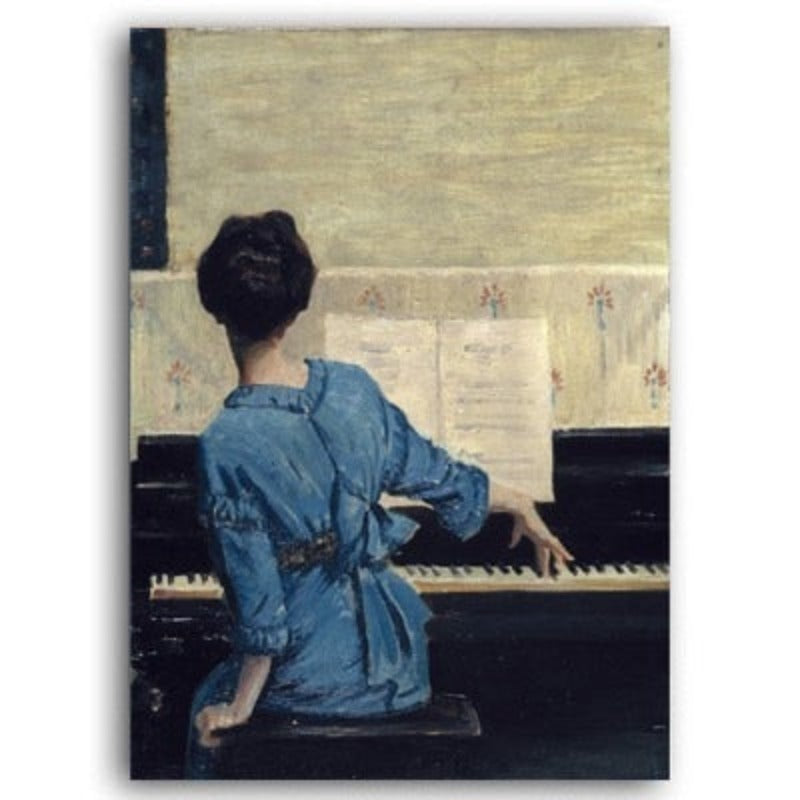 Vintage-Mädchen am Klavier – Leinwandbild