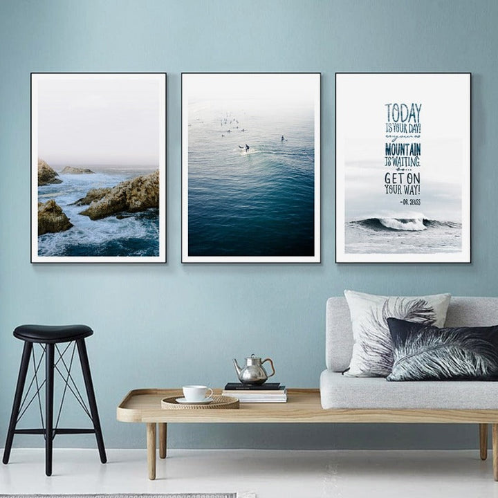 Wandbild mit nordischer Meereswellenszene – Leinwandbild