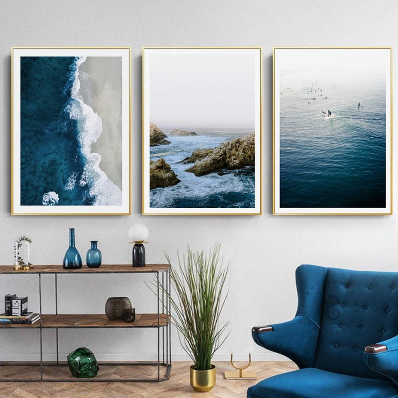 Wandbild mit nordischer Meereswellenszene – Leinwandbild