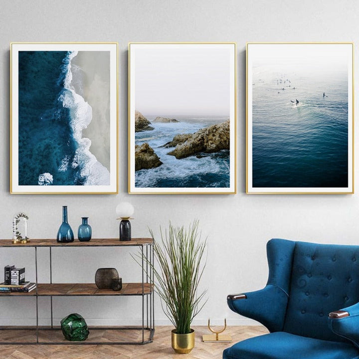Wandbild mit nordischer Meereswellenszene – Leinwandbild