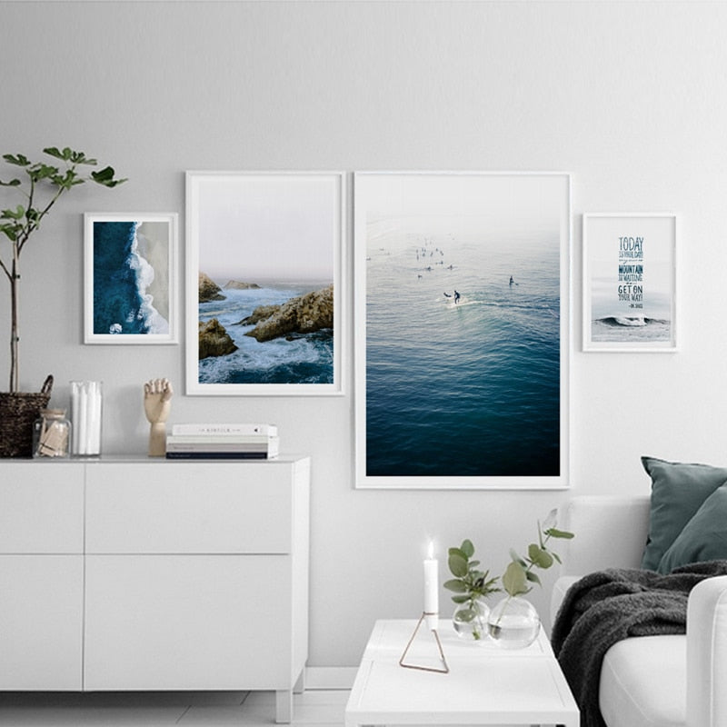 Wandbild mit nordischer Meereswellenszene – Leinwandbild