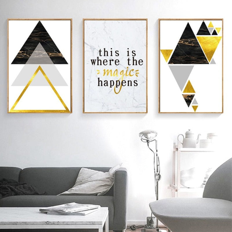 Moderne abstrakte geometrische Dreiecke - Leinwandbild