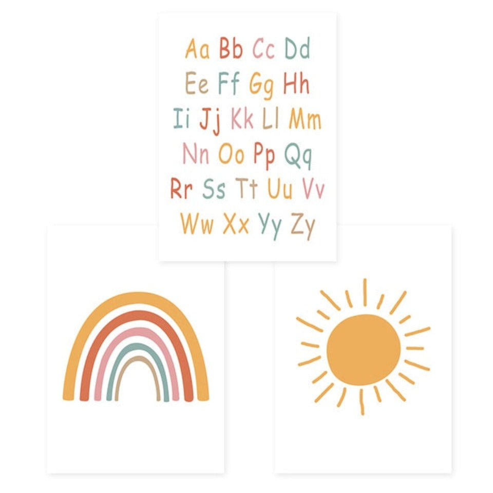 Regenbogen-Alphabet-Wandbild fürs Kinderzimmer – Leinwandbild