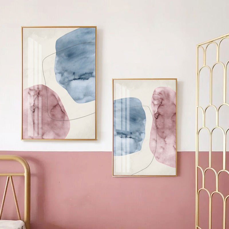 Abstract Pink Blue Marble Grain Background Poster Drucken - Leinwand Wandkunst Malerei