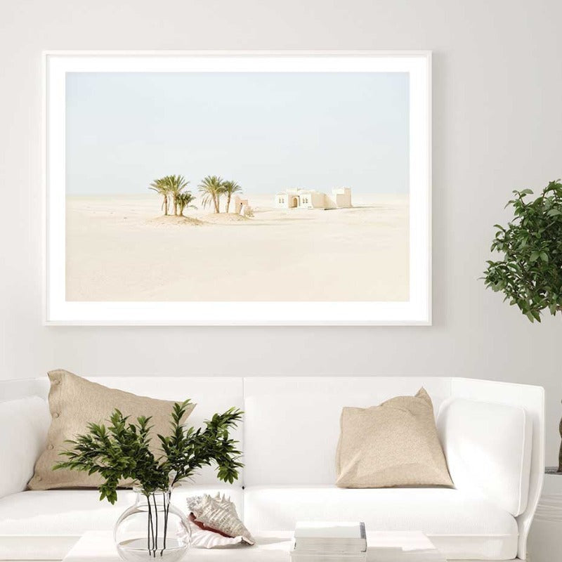 Palme Baum Weiß Beton Gebäude - Leinwand Wand Kunst Malerei