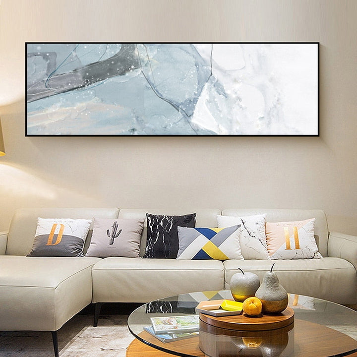 Lange Blaue Marmor Hintergrund Schlafzimmer - Leinwand Wandkunst Malerei