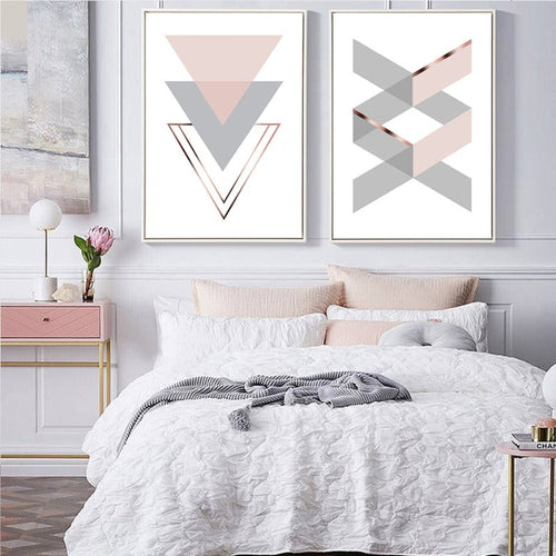 Geometrisches Pinkes Zuhause - Leinwand Wandkunst Malerei
