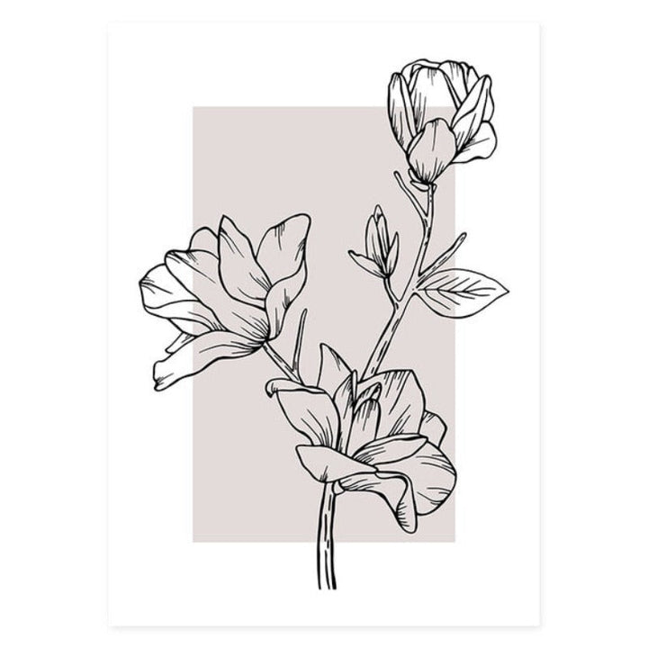 Moderne rosa Blumenskizze – Leinwandbild