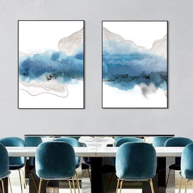 Blaue Moderne Kunst - Leinwand Wandkunst Gemälde