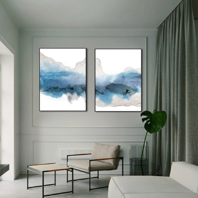 Blaue Moderne Kunst - Leinwand Wandkunst Gemälde