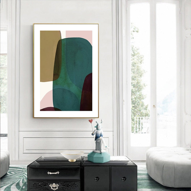 Blaue Kunst abstrakt geometrisch trendy - Leinwand Wandkunst Gemälde