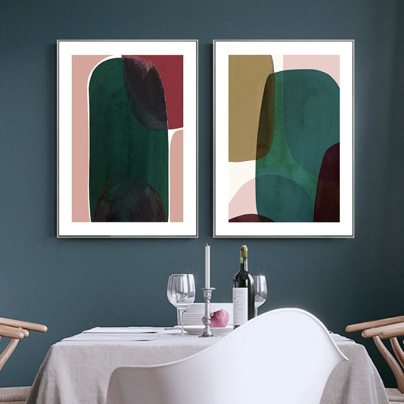 Blaue Kunst abstrakt geometrisch trendy - Leinwand Wandkunst Gemälde