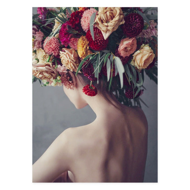 Schöne Malerische Florale Mädchen Abstrakt - Leinwand Wandkunst Gemälde