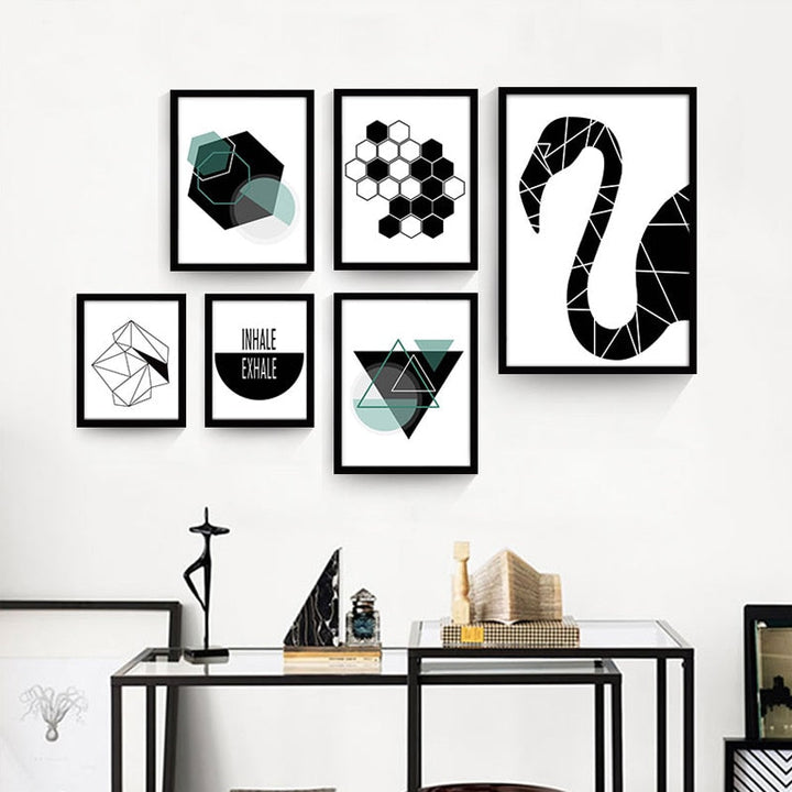 Geometrisch in Schwarz - Leinwand Wandkunst Gemälde