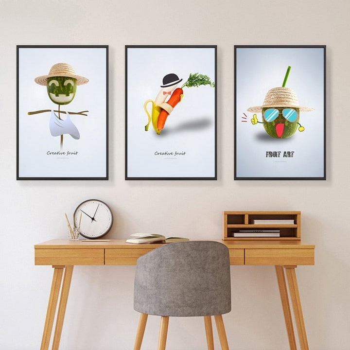Tanzende Coole Früchte - Leinwand Wandkunst Gemälde